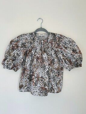Sea New York Puff Sleeve Trapeze Top 100% Cotton Size XS MSRP $275